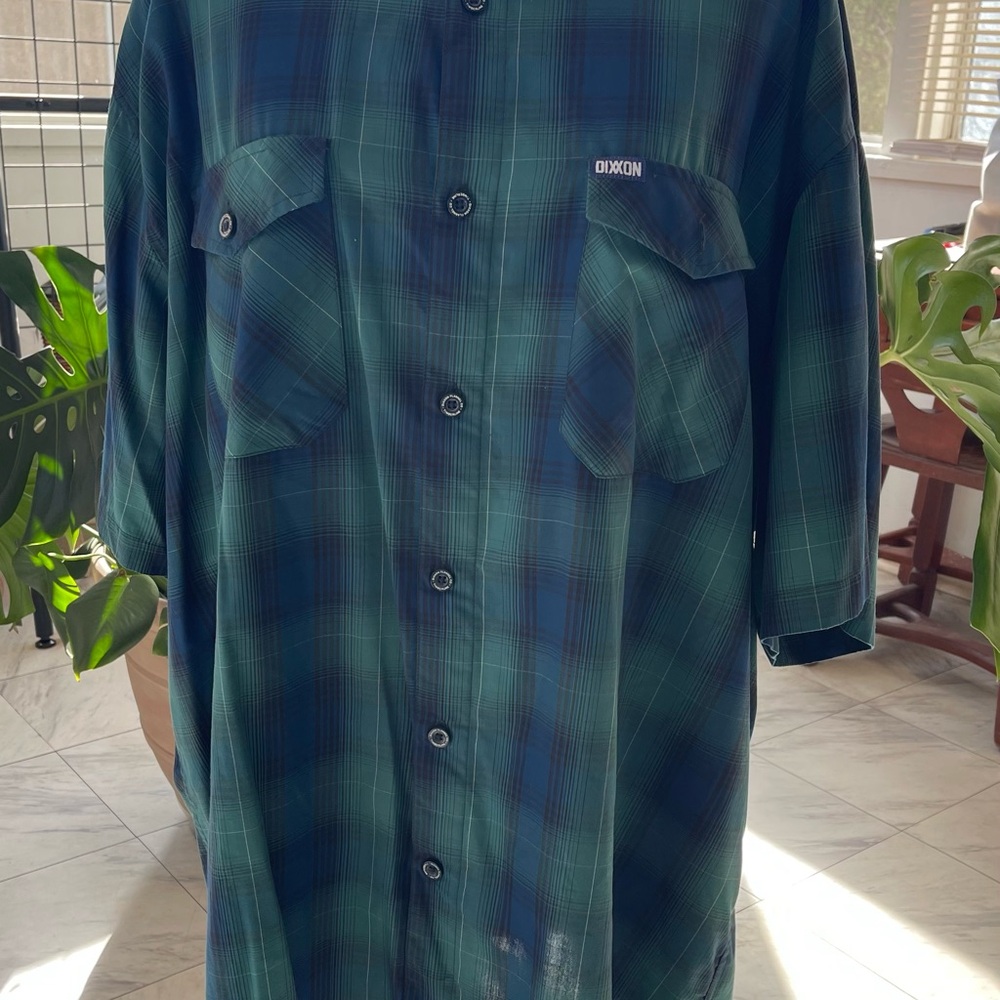 DIXXON Bamboo Green and Blue Plaid Casual Button Down Shirt “The Timberland”